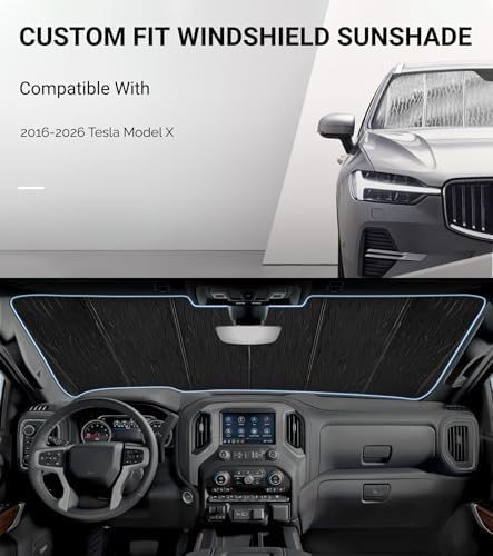 Pigenius Windshield Sun Shade for Tesla Model X 2016-2026, Custom Fit Front - Image 2