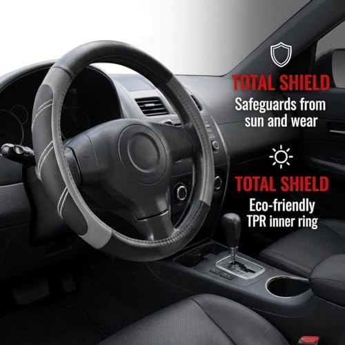 14.5-15 Inch Leather Steering Wheel Cover, Non Slip - Image 3