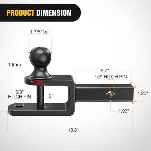 Nilight 3-in-1 ATV UTV Multi Hitch Mount | 1-7/8" Ball Fits 1-1/4" Receiver - Image 2