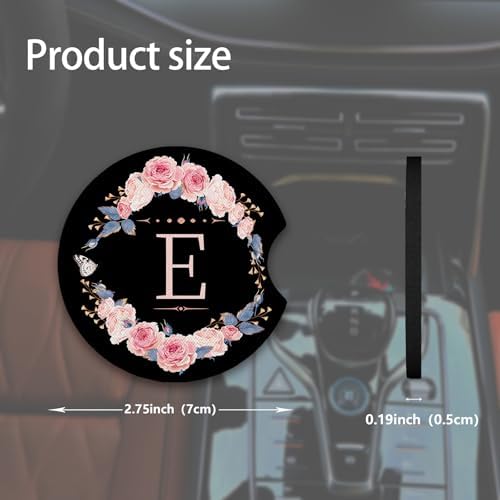 2pcs Letter E Car Coasters, Absorbent Universal neoprener Cup Holder Coasters - Image 3