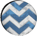 Camping Spare Tire Cover Blue and White Chevron Protectors Weatherproof by HighonHi