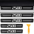Door Sill Protectors for RAM 2500 & Silverado 2500 HD, Carbon Fiber Leather by CHIYLE