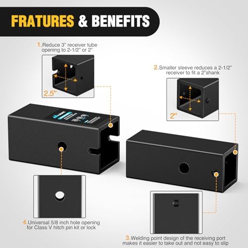 Nilight Trailer Hitch Adapter Reducer Extender Converter Sleeve Set | 3 to - Image 5