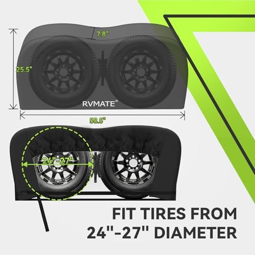 RVMATE RV Tire Covers, Dual Axle Wheel Cover Fits 24"-27" Dia. Tires, 2 Pack - Image 3