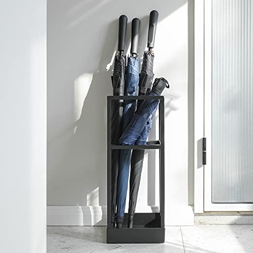 MyGift 20 Inch Tall Black Metal Geometric Umbrella Stand - Image 2