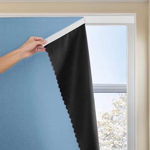 JILRON Adhesive Curtain 100% Blackout No-Drill Easy Install by JILRON