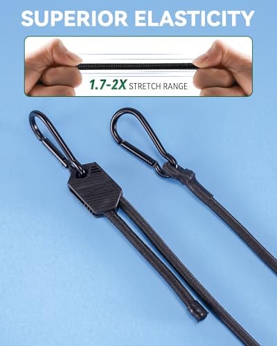 24" 36" 48" Black Adjustable Carabiner Bungee Cords - Image 4