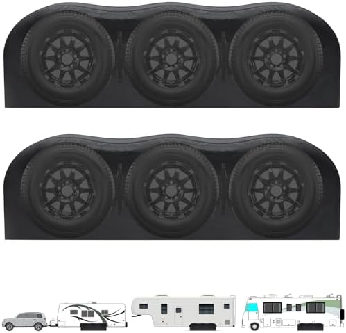 2 Pack Triple Axle Tire Cover, Fits 30" to 32" Tires, Heavy Duty Waterproof by HUATOL