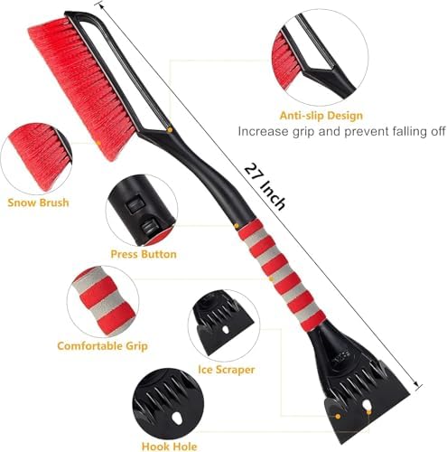 FOVAL 27" Snow Brush with Wider Ice Scraper, Snow Removal Tool Car Brush with - Image 5