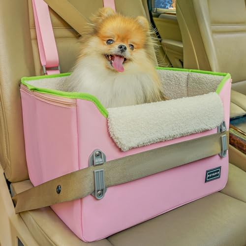 PETSFIT Small Dog Car Seat – Patented Safety Buckles – Safety Tether – Foldable by Petsfit