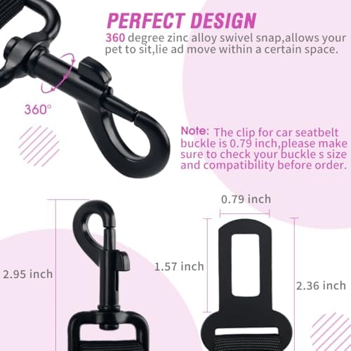 COOYOO Dog Seat Belt, Durability Retractable Dog Car Harness Adjustable Dog - Image 5