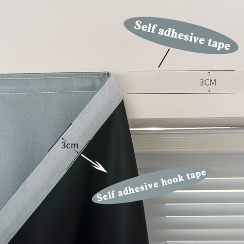 AJAZZ 100% Blackout Shades Window Cover Self Adhesive Curtains Sticky Curtain - Image 3