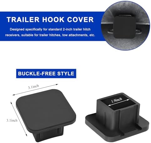 Trailer Hitch Cover, 2 Inch Heavy Duty Dustproof Tow Receiver Covers Tube Plug - Image 2