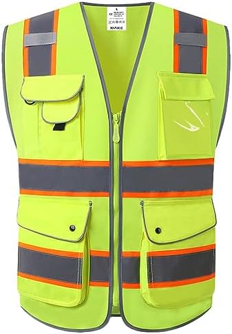 XIAKE 9 Pockets Class 2 High Visibility Reflective Safety Vest by XIAKE