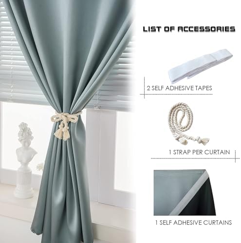 AJAZZ 100% Black Out Curtains Adhesive Blackout Temporary Curtain No Drilling - Image 2