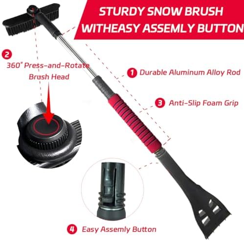 Lightweight 33.5" Ice Scraper 7" Snow Brush Head - Image 4