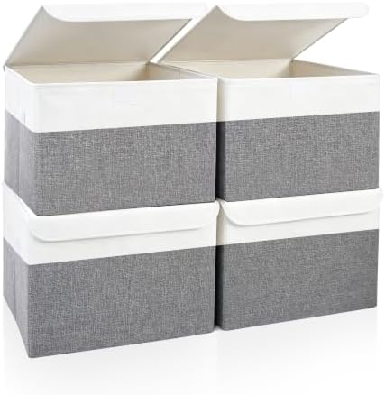 Bagnizer Large 22 Quart Linen Fabric Foldable Storage Bin Cube Organizer Basket by Bagnizer