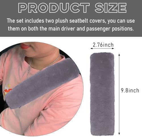 2 PCS Seat Belt Shoulder Pads, Soft Fluffy Plush Seat Belt Shoulder Strap Covers - Image 2