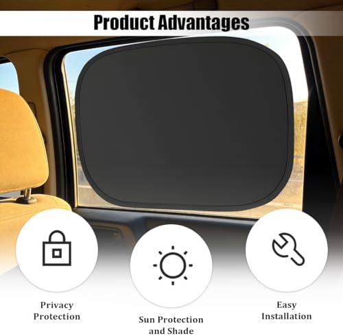2PCS Car Window Shade, Static Suction Side Window Sun Shield Block UV Rays & - Image 3