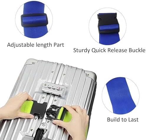4 Pack Blue Luggage Straps, Adjustable Travel Belt - Image 5