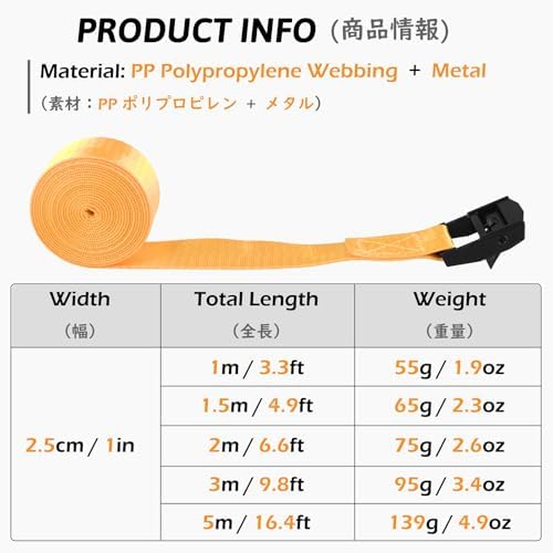 TRIWONDER Cinch Tie Down Strap Lashing Straps Heavy Duty Nylon Straps - Image 2