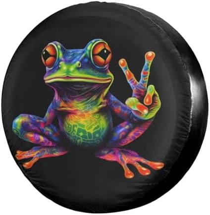 Delerain Peace Colorful Frog Spare Tire Covers by Delerain