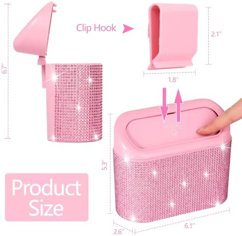 NBTEPEM Bling Pink Car Trash Can - Image 2