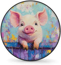 Spare Tire Cover for RV Trailer, Cute Pig Oil Painting Waterproof Sun Leather by cfpolar