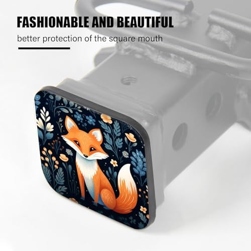 Hitch Cover Fits for 2-Inch Hitch, Cute Fox in The Forest Surrounded by Flowers - Image 4