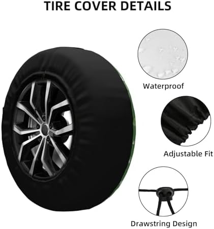 White Flowers Green Spare Tire Cover Wheel Protectors - Image 4
