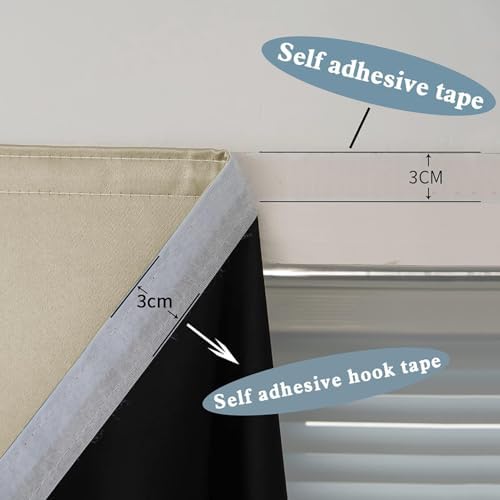 AJAZZ 100% Blackout Stick Curtain Portable Black Out Curtains Adhesive Curtains - Image 3
