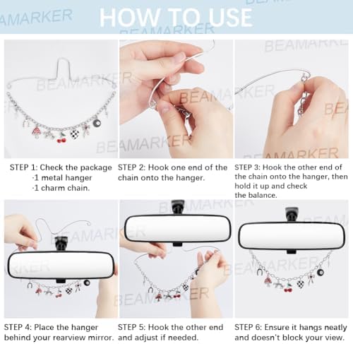 Rearview Mirror Charm for Car Stainless Steel Cable Chain - Image 5