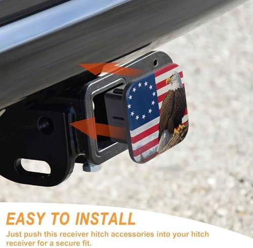 2 Inch American Flag Bald Eagle Trailer Hitch Cover Rubber Receiver Tube Plug - Image 4