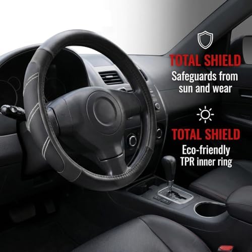 14.5-15 Inch Leather Steering Wheel Cover, Non Slip - Image 3