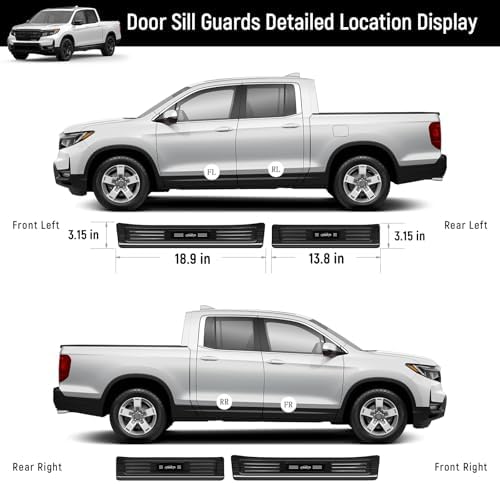 4PCS Door Sill Protector for Honda 2017-2025 2026 Ridgeline Accessories Black - Image 5