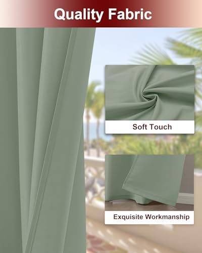 Grommet Outdoor Curtains for Patio Waterproof 8 Pcs 54x95 In Sage Green - Image 5