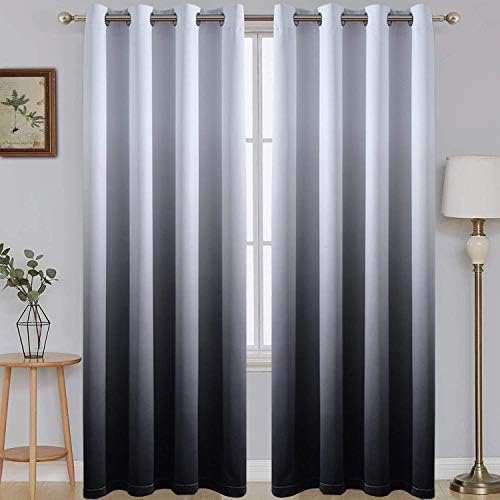 SimpleHome Ombre Gradient Black White to Gray Curtains by SimpleHome