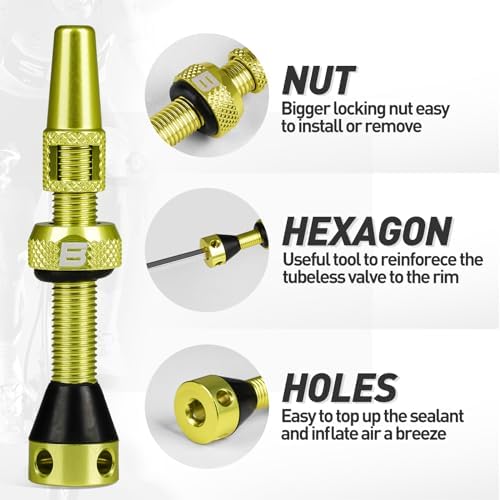 BWSHLF Tubeless Presta Valve Stem 40/44/55/60/65/80/100 mm, Super Light Alloy - Image 2