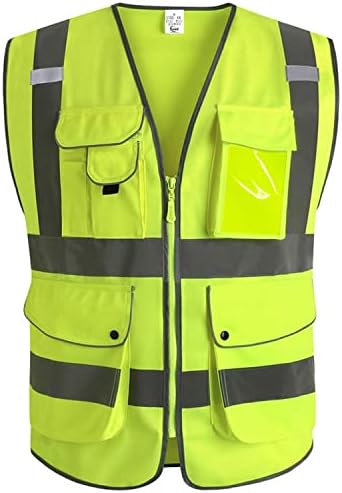 XIAKE 9 Pockets Class 2 High Visibility Reflective Safety Vest by XIAKE