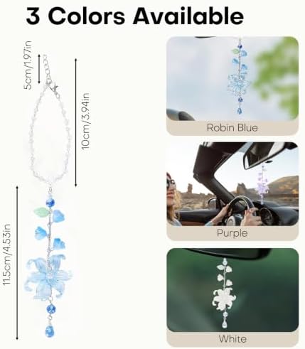 Blue Waterlily Leaf Resin Car Charm – Rearview Mirror Hanging Decor - Image 5