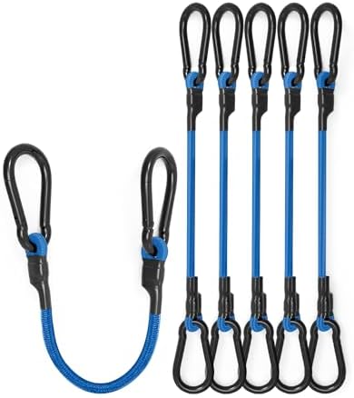8 Pack 60" Carabiner Bungee Cords Heavy Duty Outdoor, 190 Lb Break Strength by LuckyStraps
