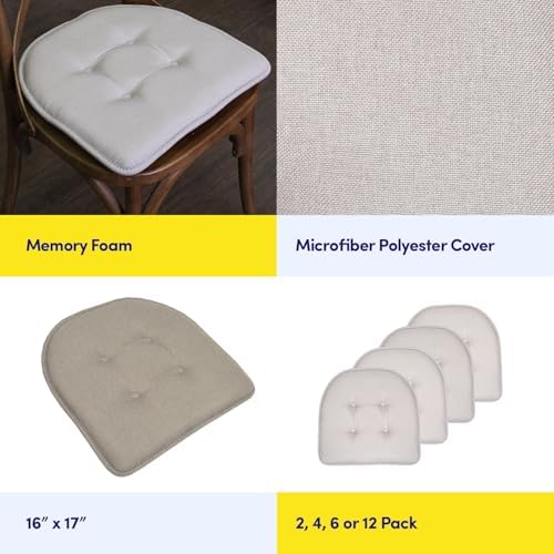 Sweet Home Collection Chair Cushion Memory Foam Pads Tufted Slip Non Skid - Image 6