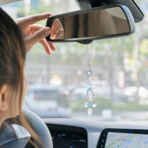 Blue Jellyfish Rearview Mirror Charm, Gift - Image 6