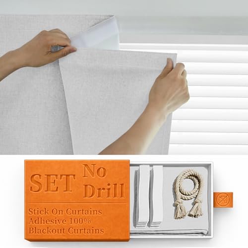 100% Blackout Magic Tape Stick On Curtains Window Shades Pull Down Blackout by Sovtfides