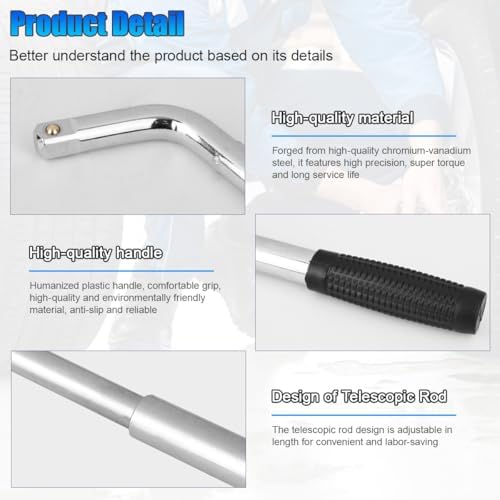 Telescoping Lug Wrench, with 17/19mm & 21/23mm Sockets - Image 3