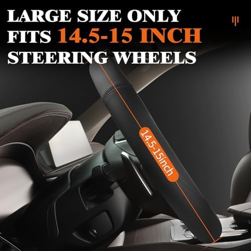 HOTOR Car Leather Steering Wheel Cover, Universal 14.5"-15" - Image 2