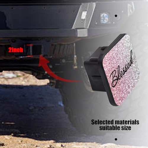 Trailer Hitch Cover, Blessed Pink Silver Glitter Design Hitch Cover Rubber - Image 6