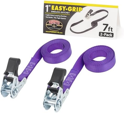 PowerTye 1in x 7ft Easy-Grip Endless Ratchet Straps by PowerTyeMFG