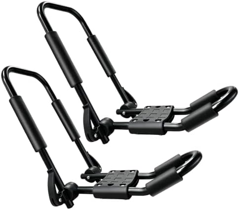 IKURAM R Iron Kayak Roof Rack Folding J-Style Universal 3-in-1-Black by IKURAMR