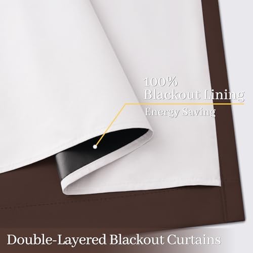 Yakamok Brown 100% Blackout Curtain Panels 84 inches, 2 Panels - Image 4